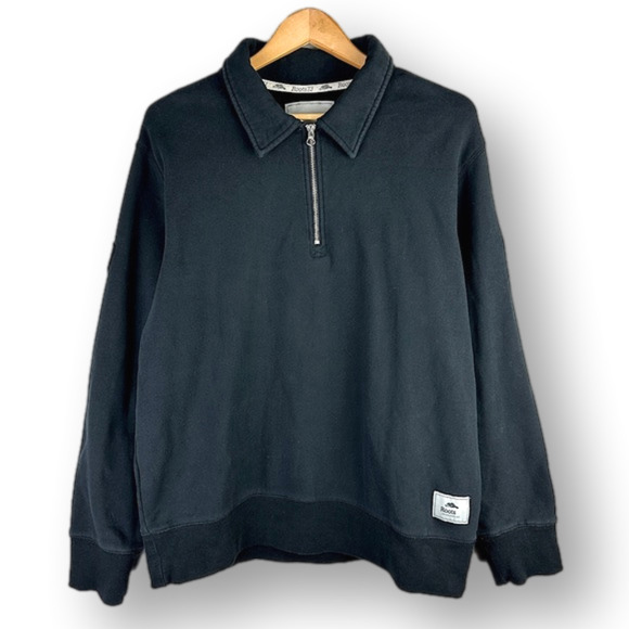 ROOTS 73 Quarter-zip Pullover Sweatshirt Unisex Large Black - Picture 1 of 10